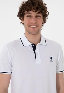 Erkek Slim Fit Polo Yaka Beyaz Basic Tişört - 50305980003