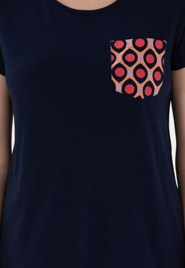 Kadın Lacivert Bisiklet Yaka Tişört - 50305832008