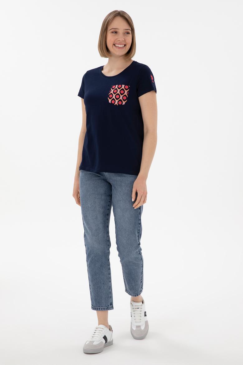 Kadın Lacivert Bisiklet Yaka Tişört - 50305832008