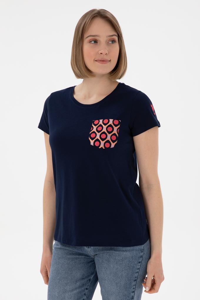 Kadın Lacivert Bisiklet Yaka Tişört