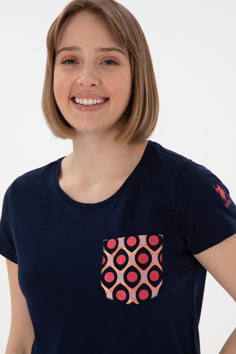 Kadın Lacivert Bisiklet Yaka Tişört - 50305832008