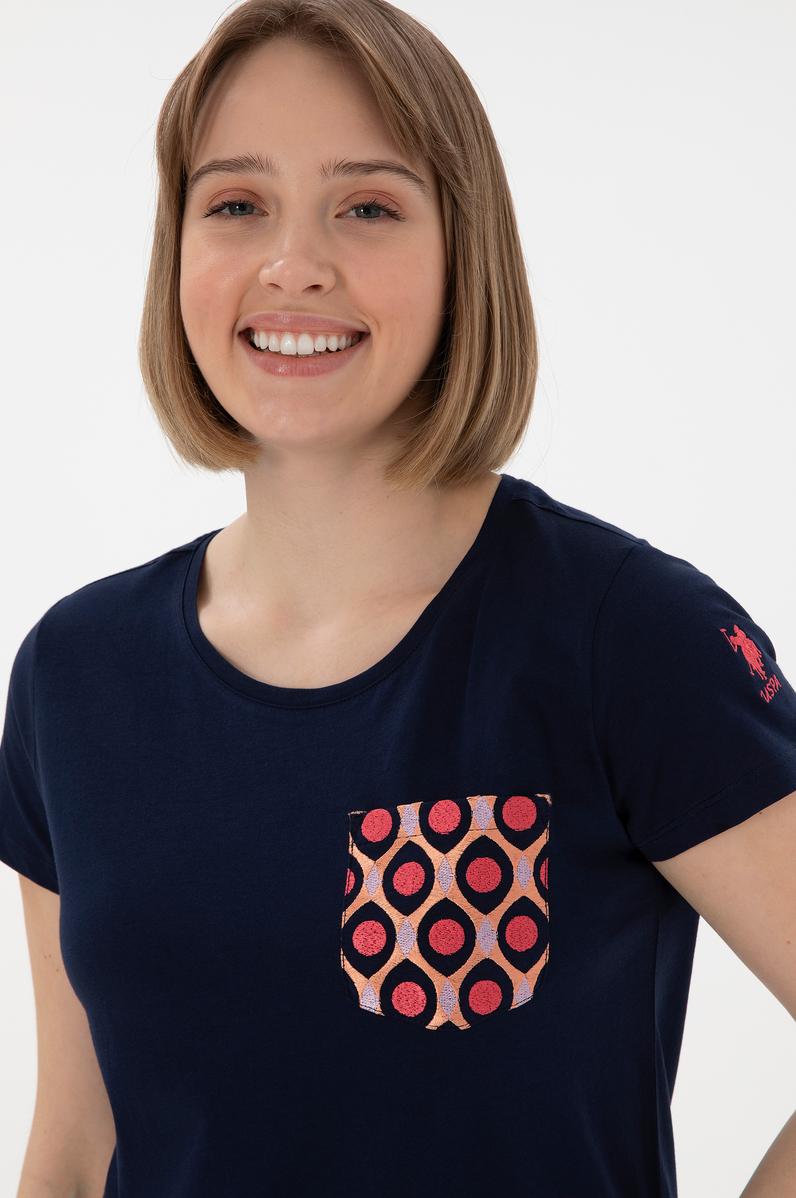 Kadın Lacivert Bisiklet Yaka Tişört