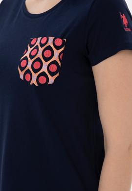 Kadın Lacivert Bisiklet Yaka Tişört - 50305832008