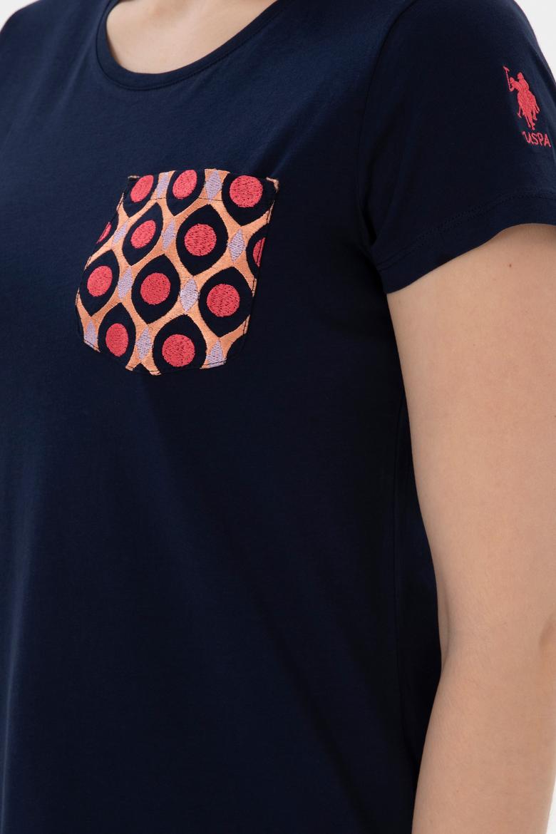 Kadın Lacivert Bisiklet Yaka Tişört - 50305832008