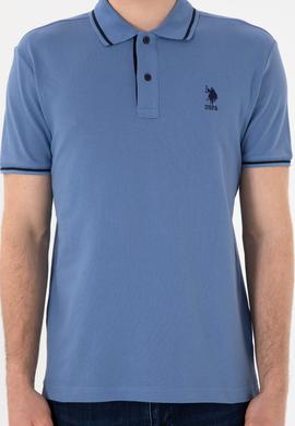 Erkek Slim Fit Polo Yaka Koyu Mavi Basic Tişört - 50305980177
