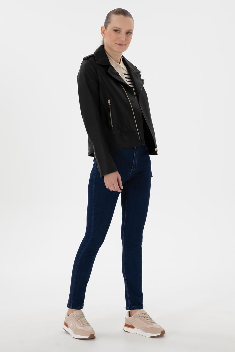 Kadın Siyah Deri Ceket - 50307492004