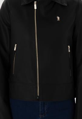 Kadın Siyah Deri Ceket - 50307492004