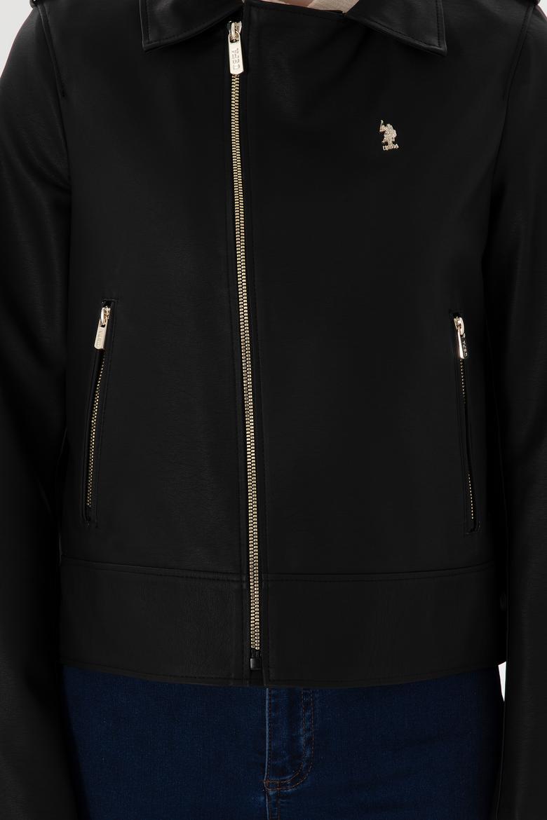 Kadın Siyah Deri Ceket - 50307492004