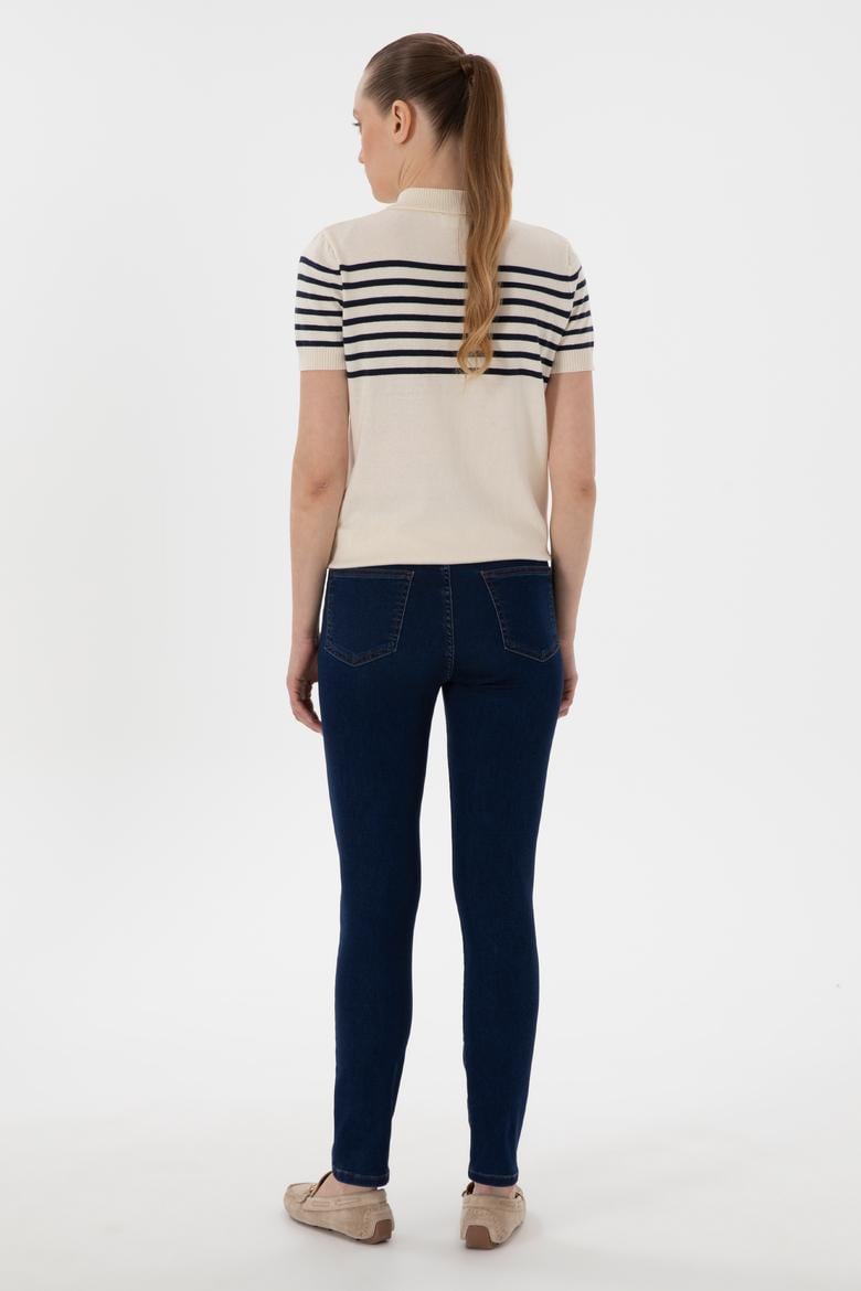 Kadın Koyu Mavi Toothpick Fit Jean Pantolon - 50307833007