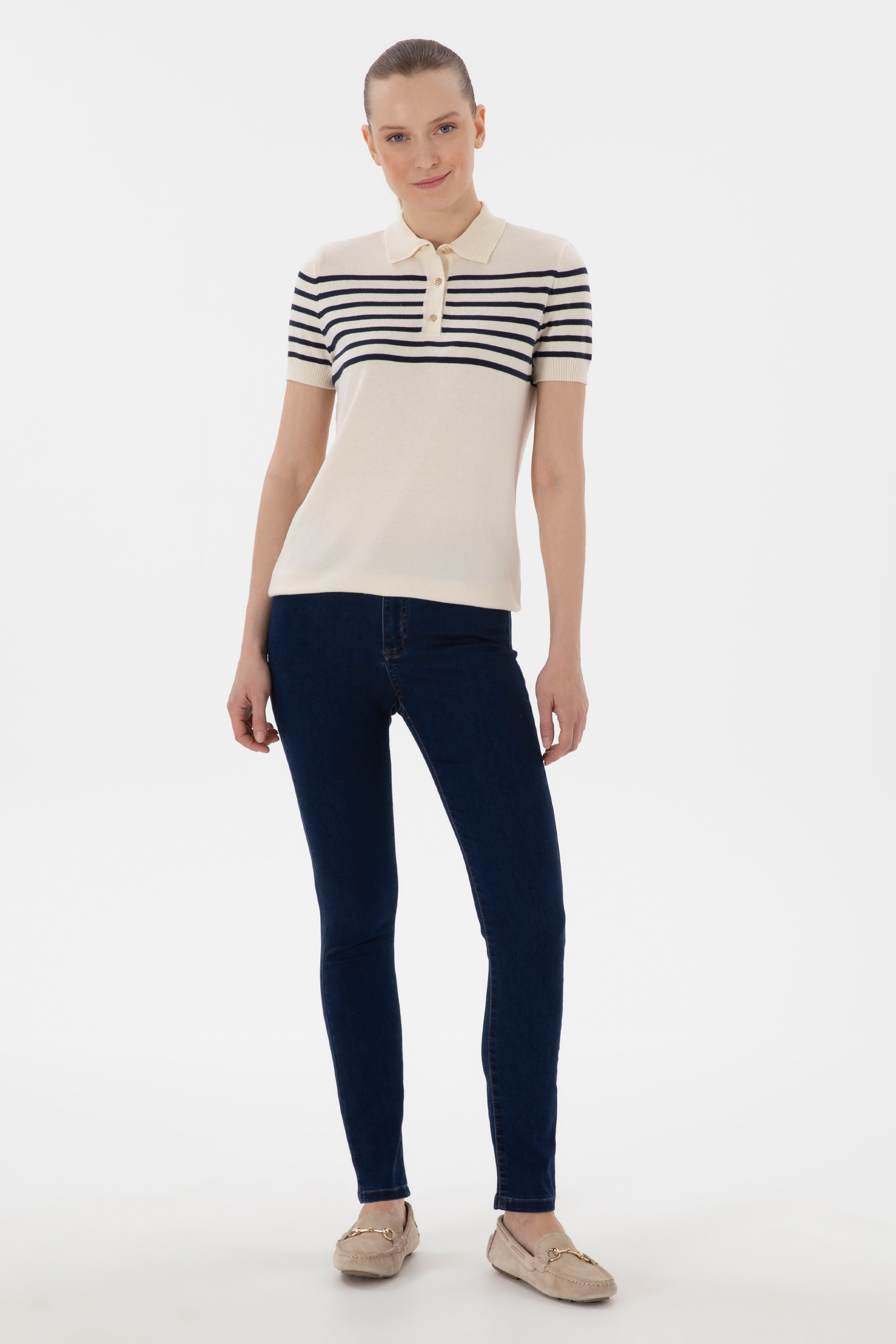 Kadın Koyu Mavi Toothpick Fit Jean Pantolon - Image 1