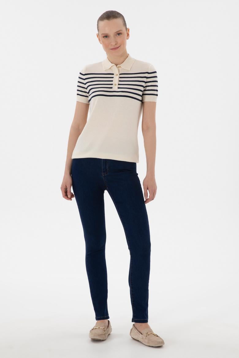 Kadın Koyu Mavi Toothpick Fit Jean Pantolon