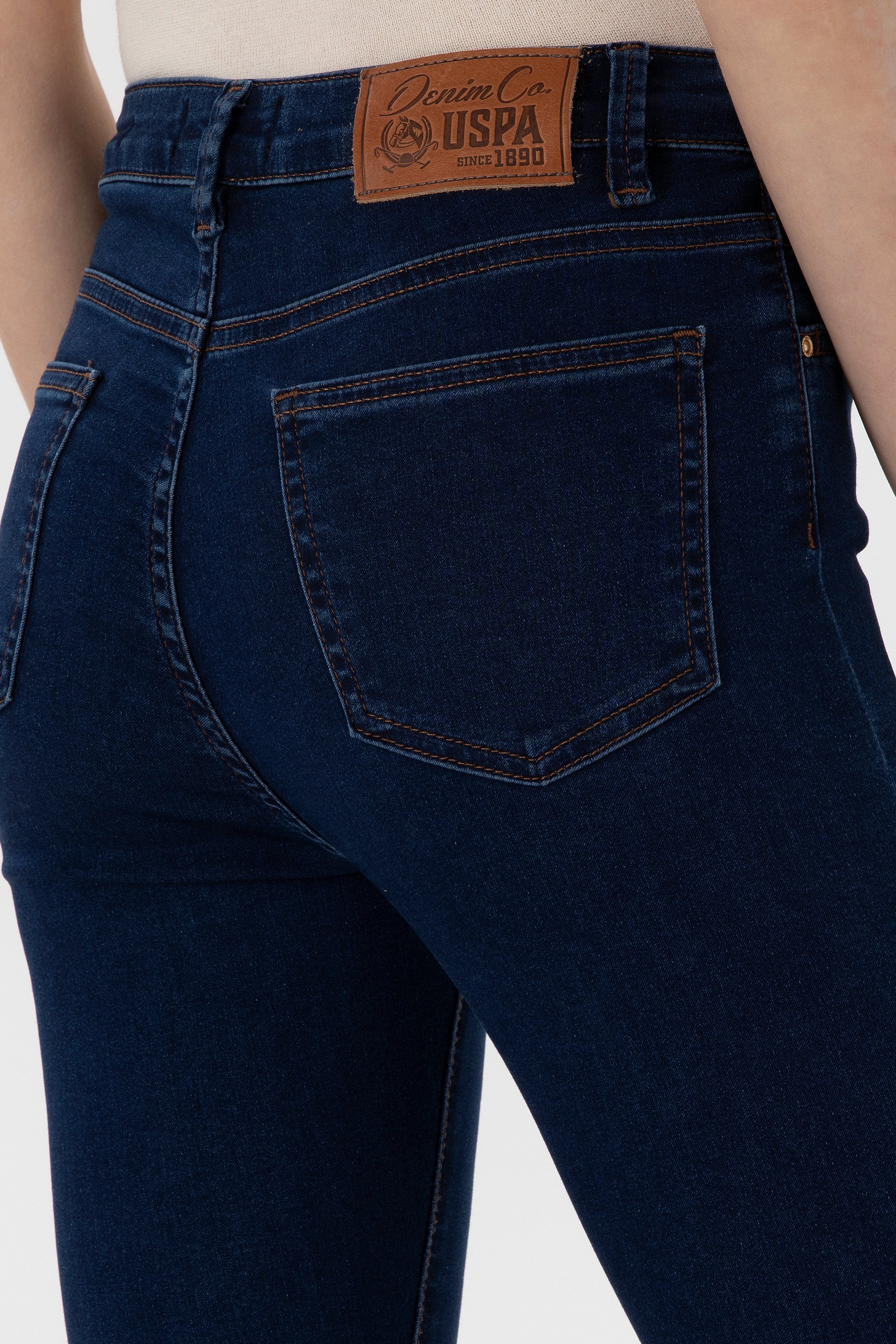 Kadın Koyu Mavi Toothpick Fit Jean Pantolon - Image 6