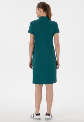 Kadın Koyu Yeşil Polo Yaka Mini Boy Örme Elbise - 50280038081