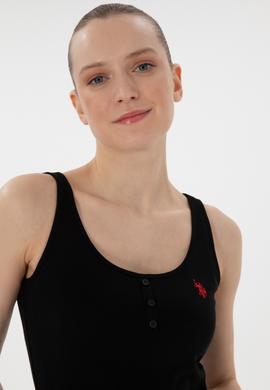 Kadın Siyah Kolsuz Bisiklet Yaka Basic Tişört - 50300895027