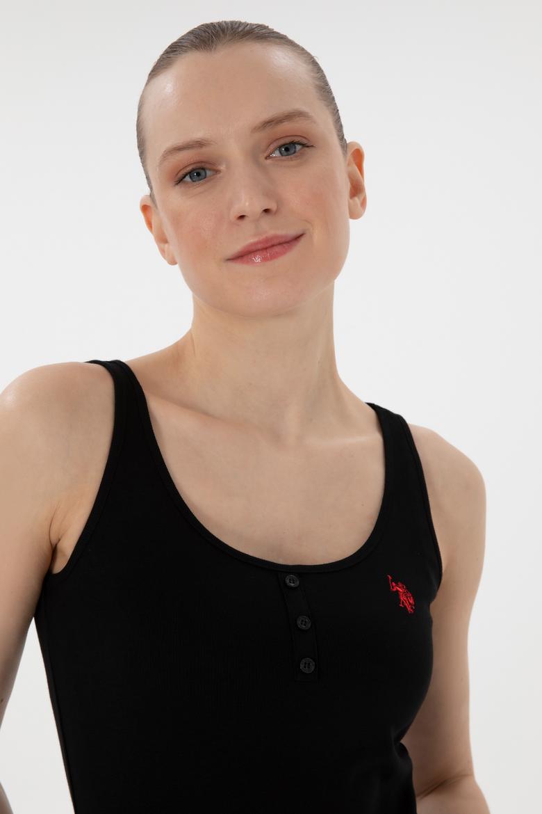 Kadın Siyah Kolsuz Bisiklet Yaka Basic Tişört - 50300895027