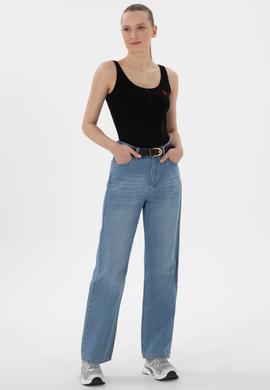 Kadın Siyah Kolsuz Bisiklet Yaka Basic Tişört - 50300895027