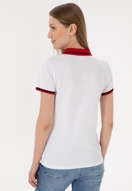Kadın Beyaz Polo Yaka Tişört - 50305719013
