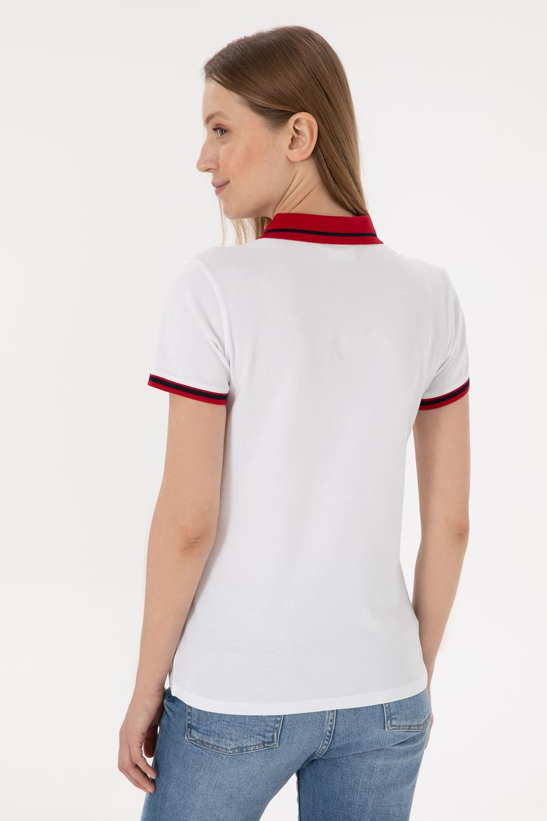 Kadın Beyaz Polo Yaka Tişört - 50305719013