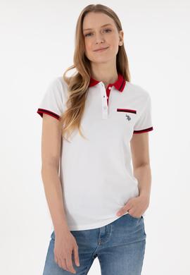 Kadın Beyaz Polo Yaka Tişört - 50305719013