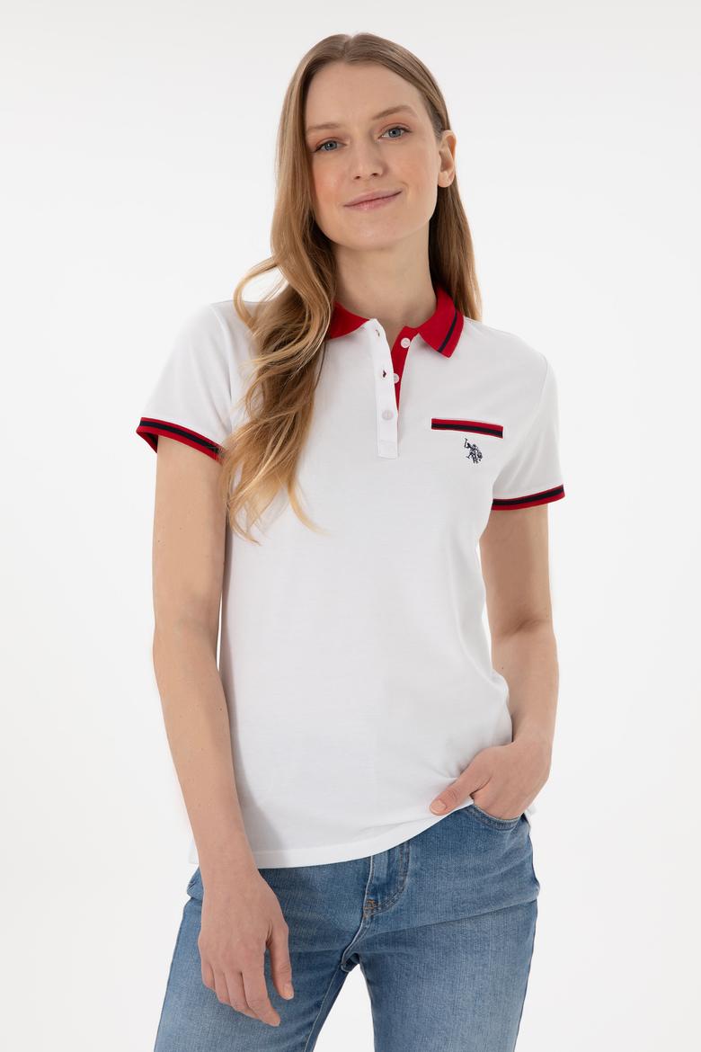 Kadın Beyaz Polo Yaka Tişört