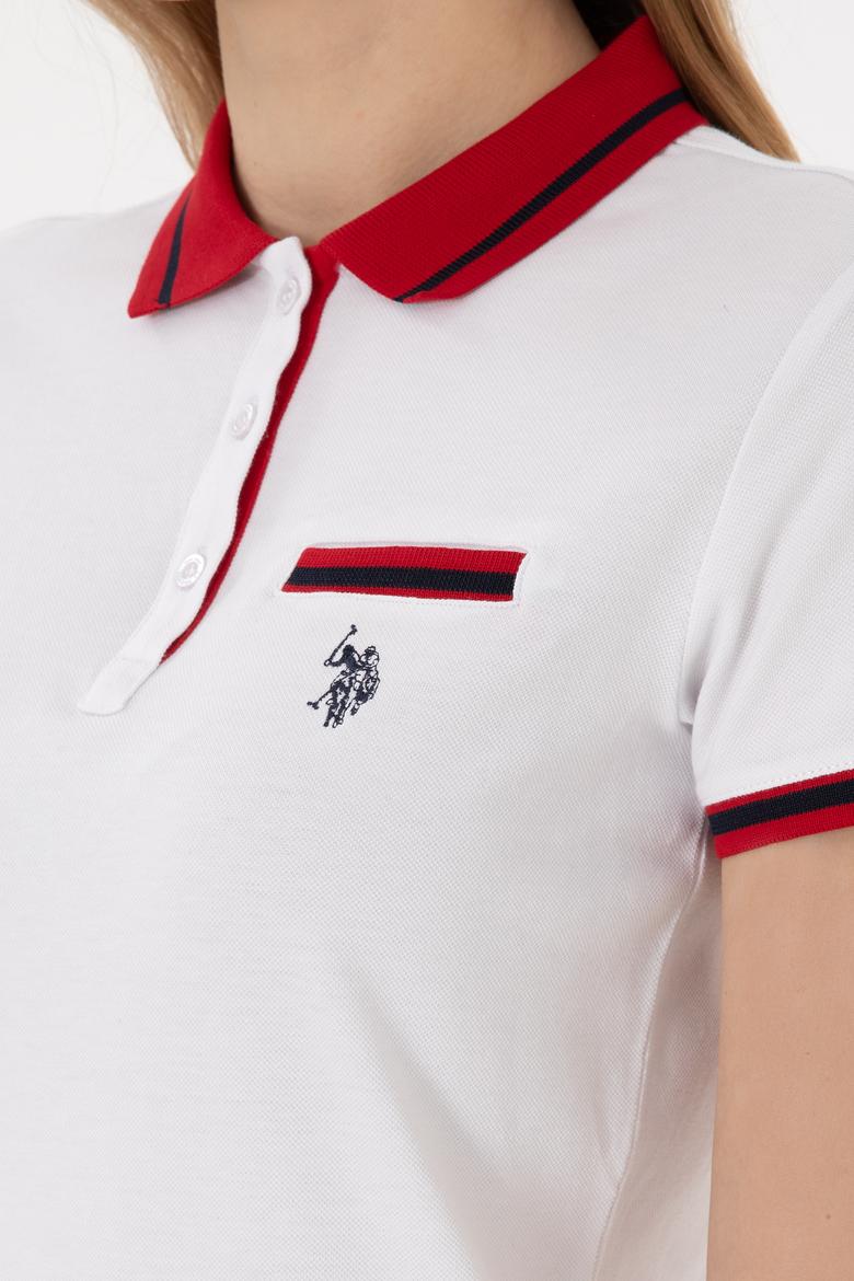 Kadın Beyaz Polo Yaka Tişört - 50305719013