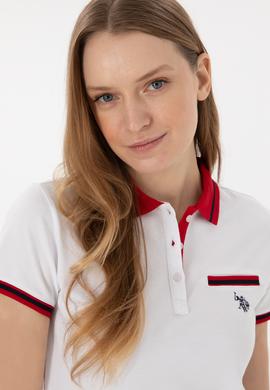 Kadın Beyaz Polo Yaka Tişört - 50305719013