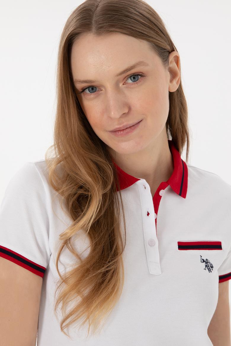 Kadın Beyaz Polo Yaka Tişört - 50305719013