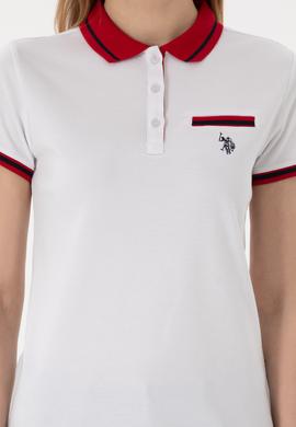 Kadın Beyaz Polo Yaka Tişört - 50305719013