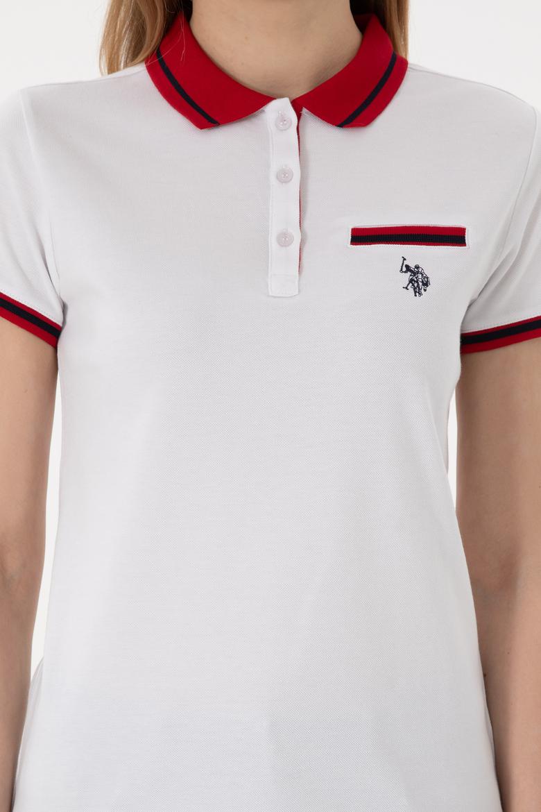 Kadın Beyaz Polo Yaka Tişört - 50305719013