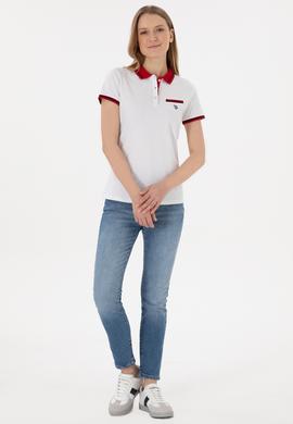 Kadın Beyaz Polo Yaka Tişört - 50305719013