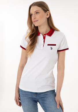 Kadın Beyaz Polo Yaka Tişört - 50305719013