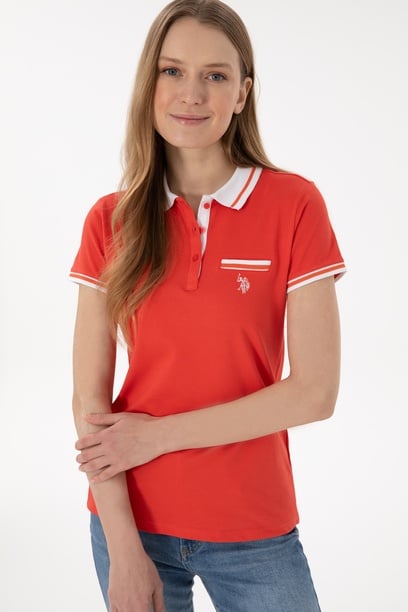 Kadın Kırmızı Polo Yaka Tişört