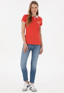 Kadın Kırmızı Polo Yaka Tişört - 50305719037