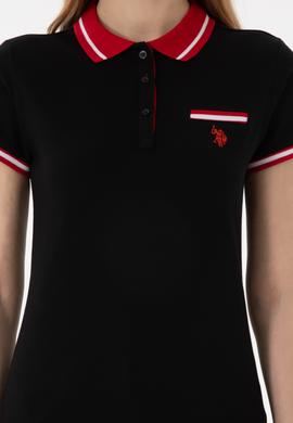 Kadın Siyah Polo Yaka Tişört - 50305719039