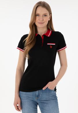 Kadın Siyah Polo Yaka Tişört - 50305719039