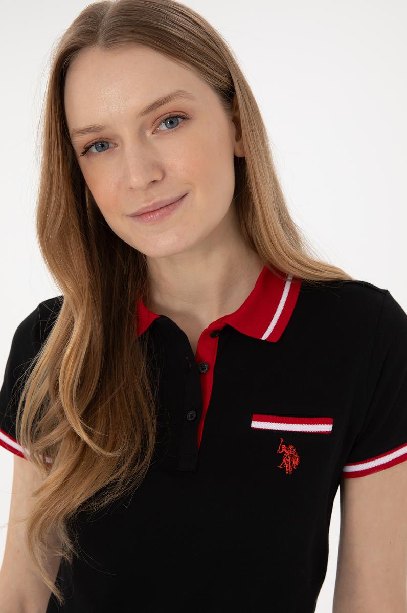 Kadın Siyah Polo Yaka Tişört
