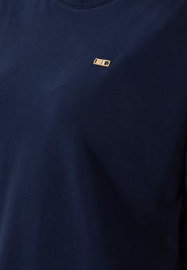 Kadın Lacivert Kol Katlamalı Bisiklet Yaka Tişört - 50305822007