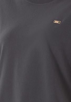 Kadın Antrasit Kol Katlamalı Bisiklet Yaka Tişört - 50305822023