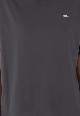 Kadın Antrasit Kol Katlamalı Bisiklet Yaka Tişört - 50305822023