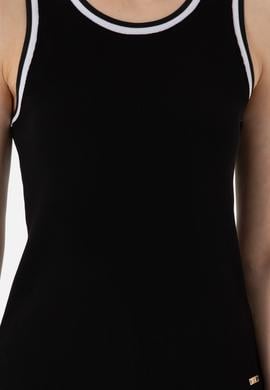 Kadın Siyah Kolsuz Bisiklet Yaka Tişört - 50305857019