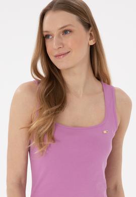 Kadın Pembe Yırtmaçlı Kolsuz Kare Yaka Midi Boy Örme Elbise - 50305835046