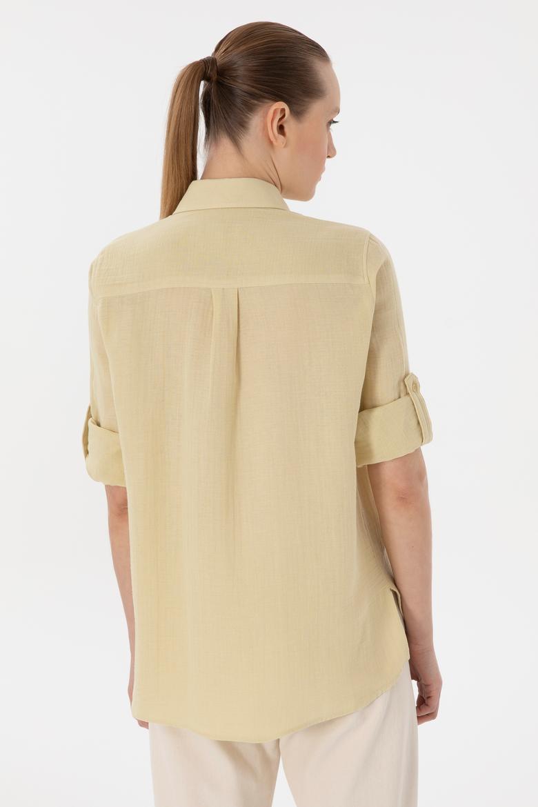 Kadın Açık Haki Uzun Kollu Tunik Gömlek - 50306473003