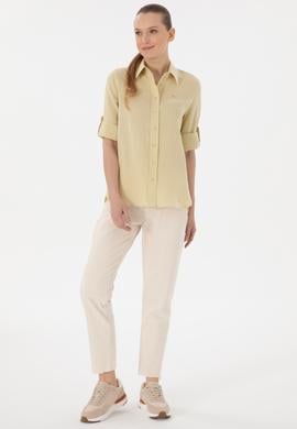 Kadın Açık Haki Uzun Kollu Tunik Gömlek - 50306473003