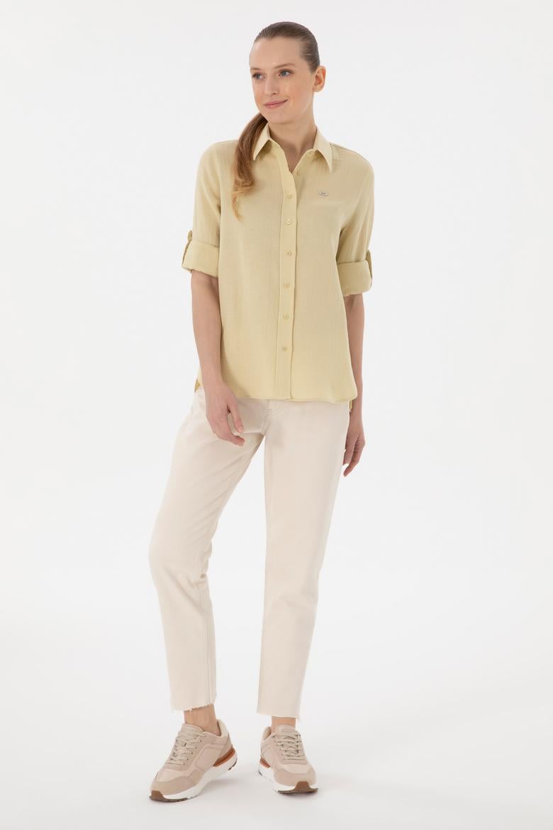 Kadın Açık Haki Uzun Kollu Tunik Gömlek - 50306473003