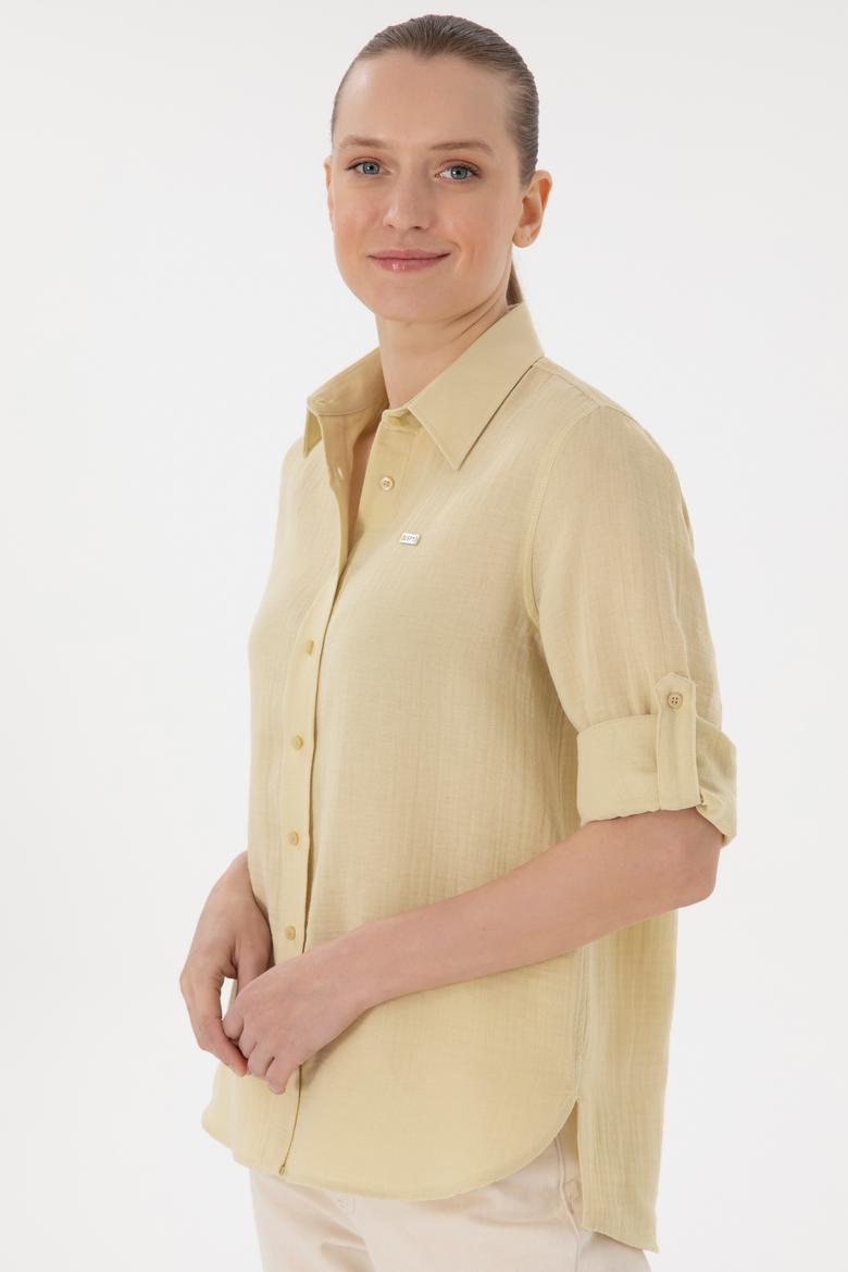 Kadın Açık Haki Uzun Kollu Tunik Gömlek - 50306473003