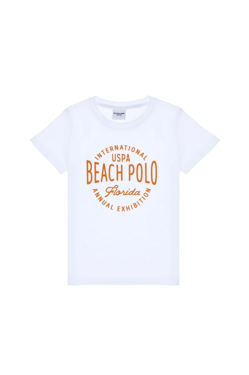 Erkek Çocuk Beyaz Bisiklet Yaka Tişört