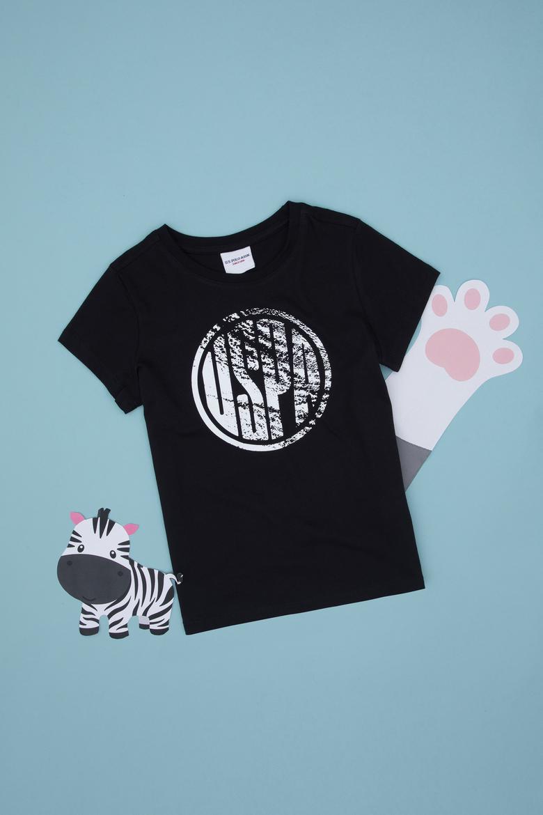 Erkek Çocuk Siyah Basic Bisiklet Yaka Tişört