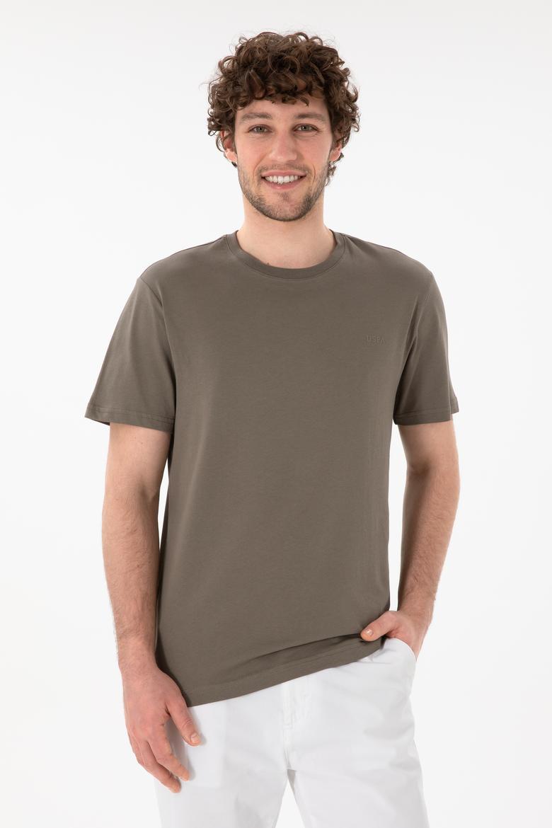 Erkek Regular Fit Bisiklet Yaka Vizon Basic Tişört