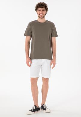 Erkek Regular Fit Bisiklet Yaka Vizon Basic Tişört - 50305928219