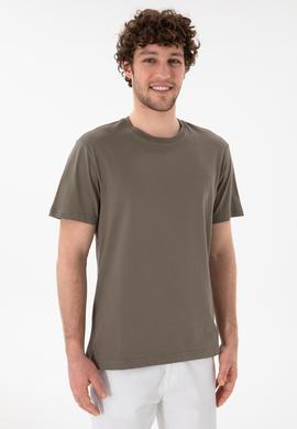 Erkek Regular Fit Bisiklet Yaka Vizon Basic Tişört - 50305928219